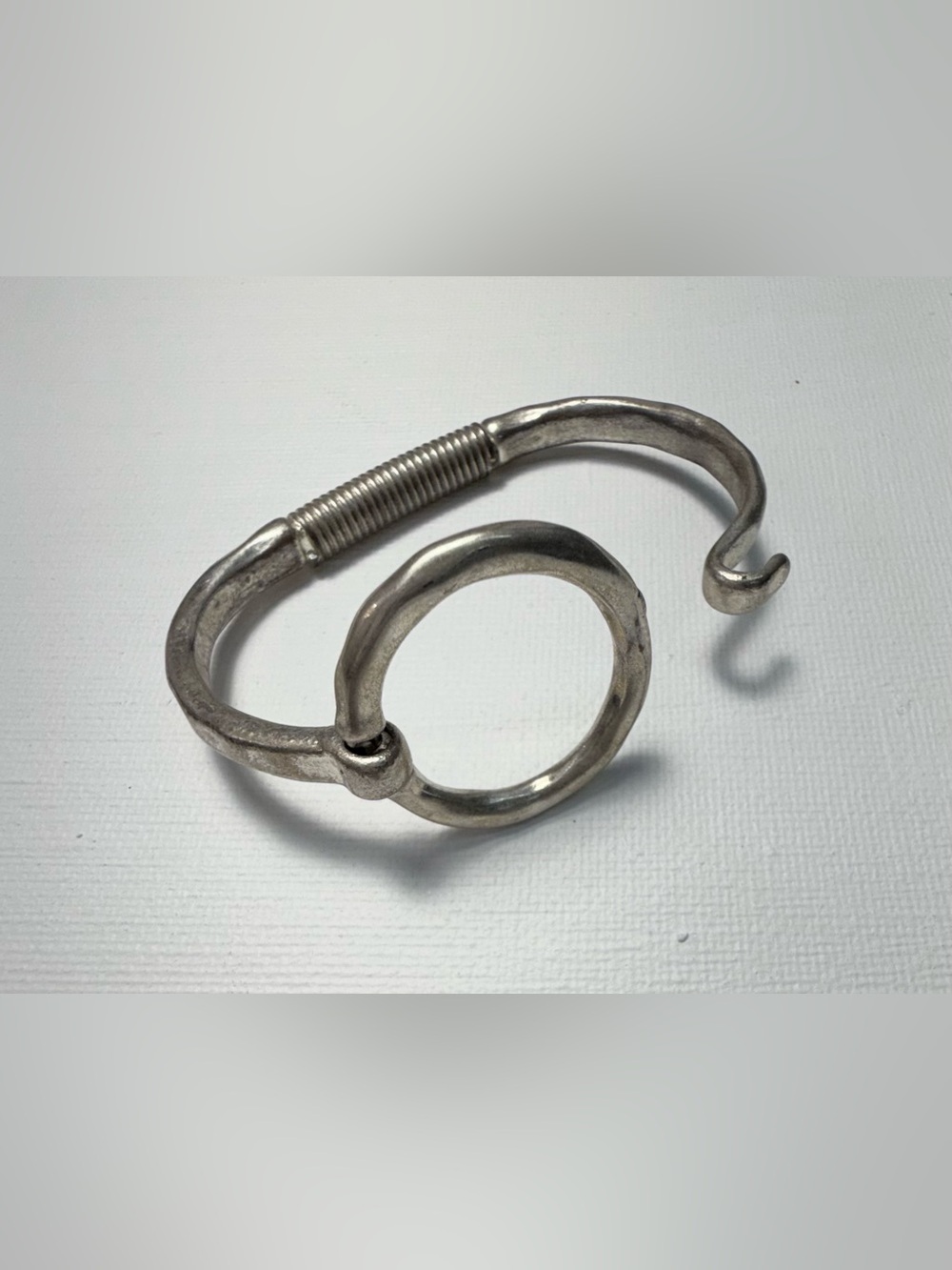 Silver Circular Link Cuff Bracelet